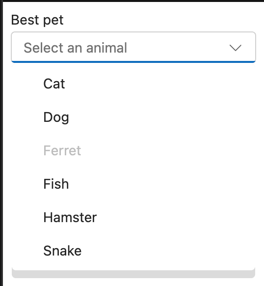 default concept on a Combobox component in UI Fabric.