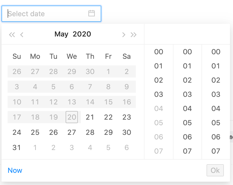 disabled dates concept on a Datepicker component in Ant Design.