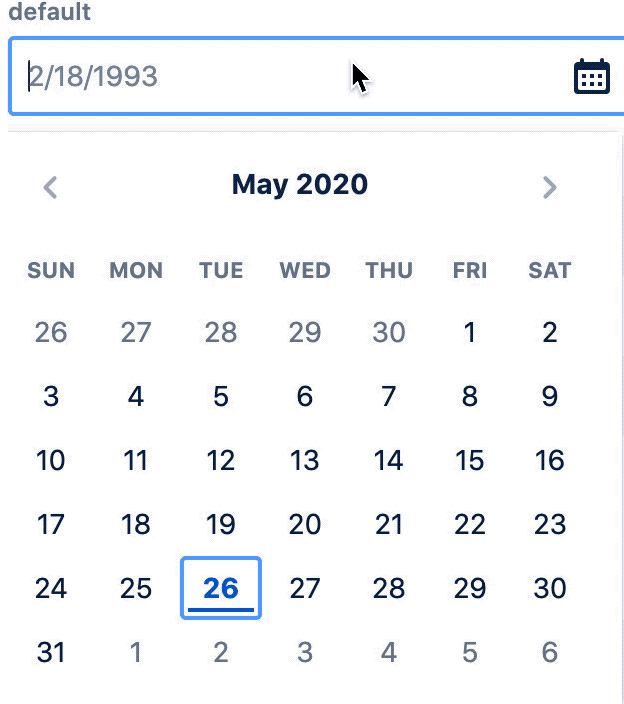 clear concept on a Datepicker component in Atlaskit.