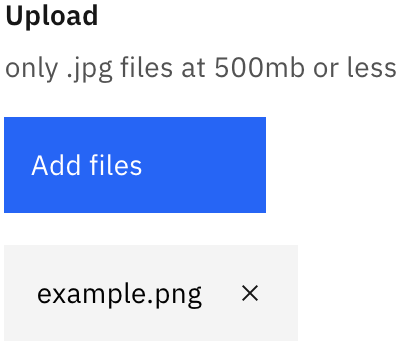 Default (with file selection) concept on a File component in Carbon Design System.