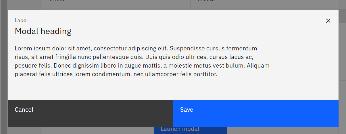 basic concept on a Dialog component in Carbon Design System.