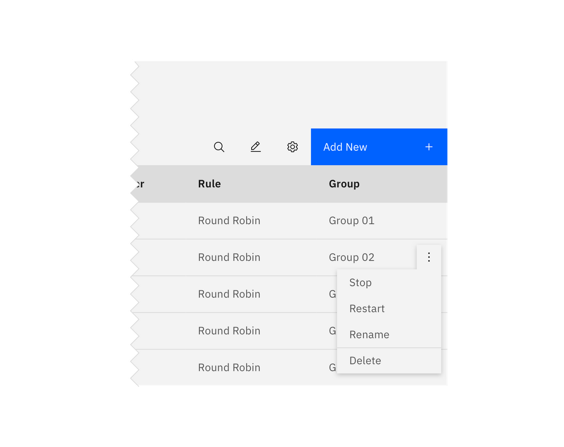 context-menu concept on a Table component in Carbon Design System.