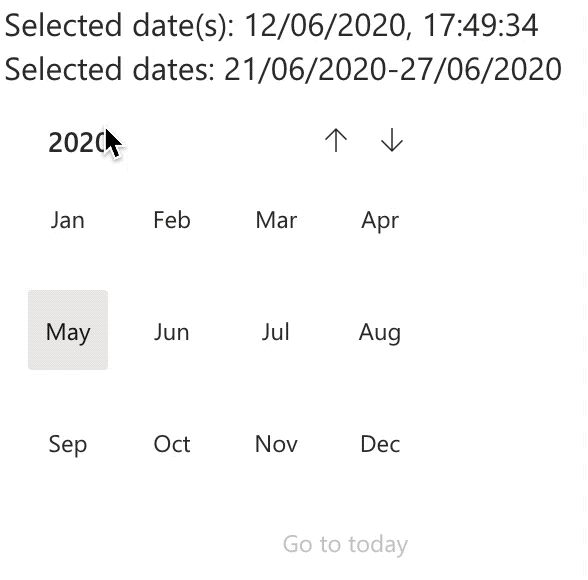 navigation concept on a Datepicker component in UI Fabric.