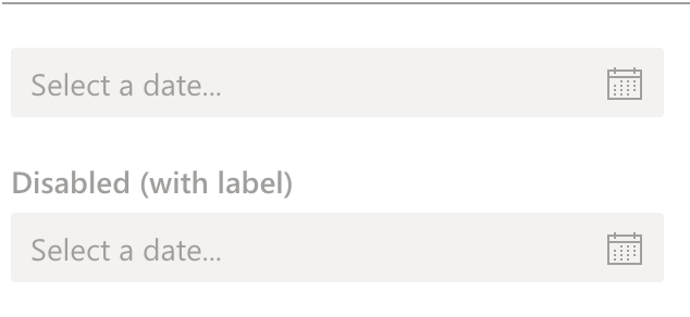 disabled concept on a Datepicker component in UI Fabric.