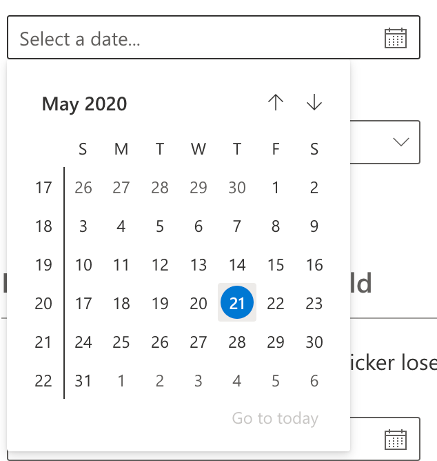 weeknumber concept on a Datepicker component in UI Fabric.