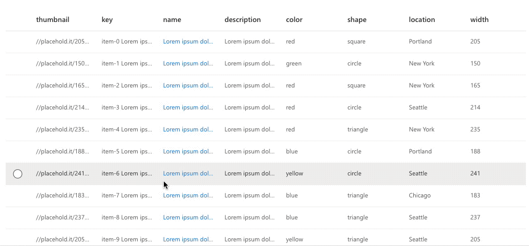 columns-reorder concept on a Table component in UI Fabric.