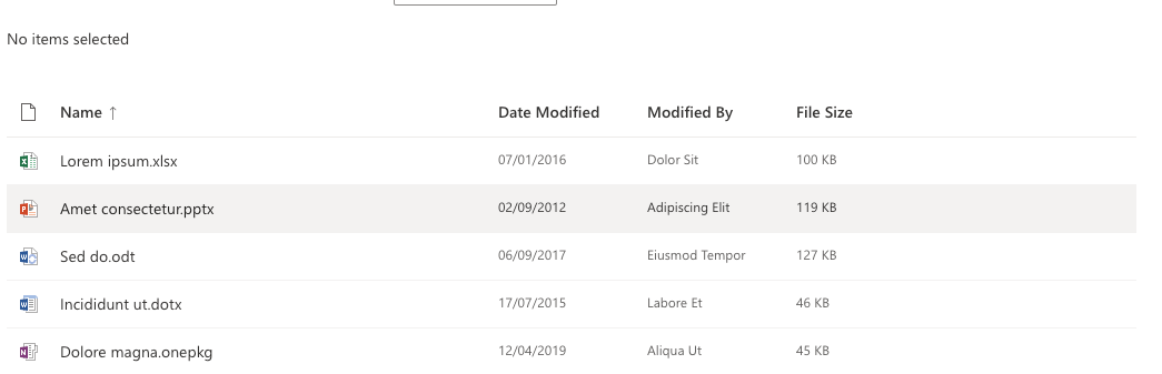 highlight concept on a Table component in UI Fabric.