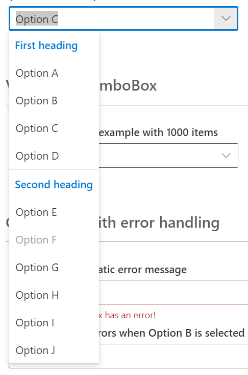 combobox concept on a Popup component in UI Fabric.