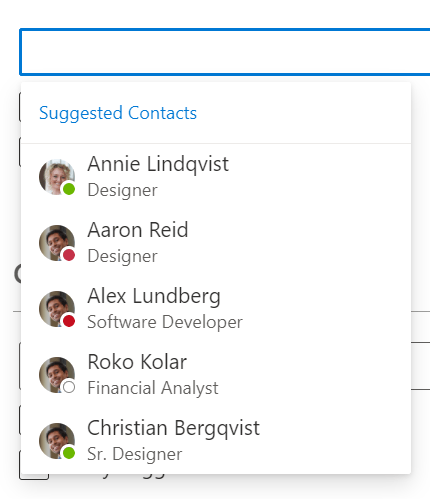 autocomplete concept on a Popup component in UI Fabric.