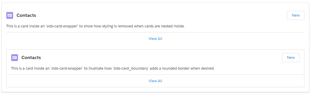 nested concept on a Card component in Lightning Design System.