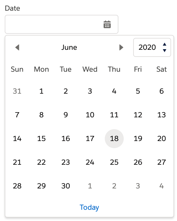 default concept on a Datepicker component in Lightning Design System.
