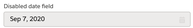 disabled concept on a Datepicker component in Lightning Design System.