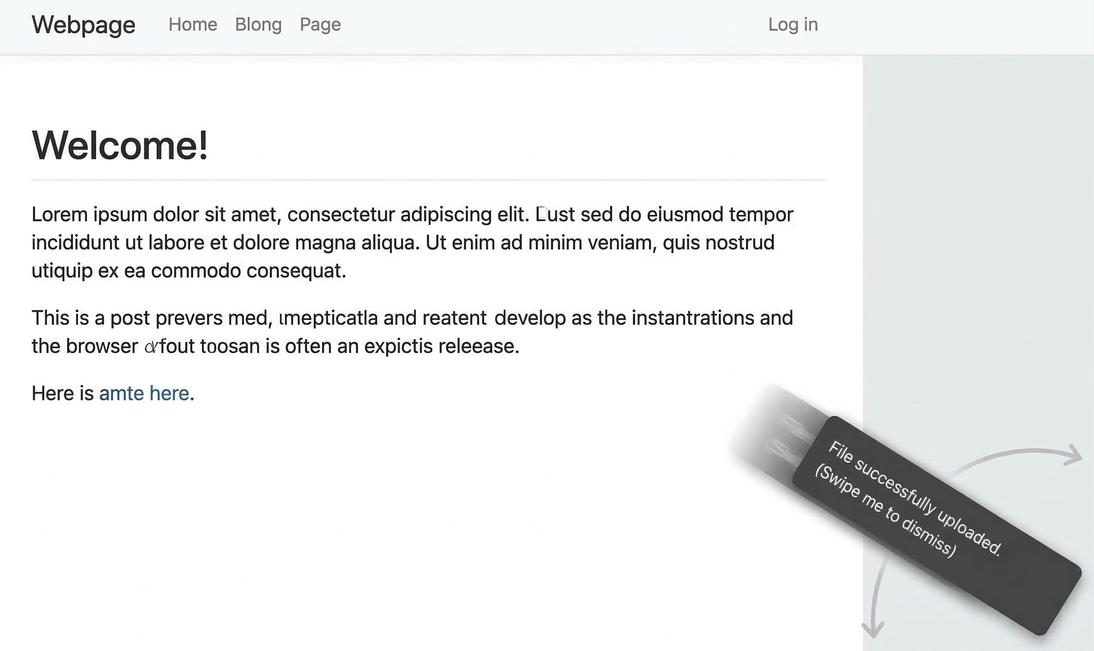 A
swipe-to-dismiss mockup, with a file notification toast that can be dismissed