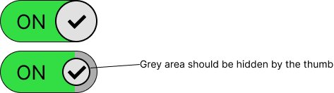 exemplary image showing that a smaller thumb will reveal a portion of the inactive track side